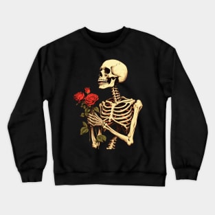 Creepy Skeleton Flower Cartoon Vintage Crewneck Sweatshirt